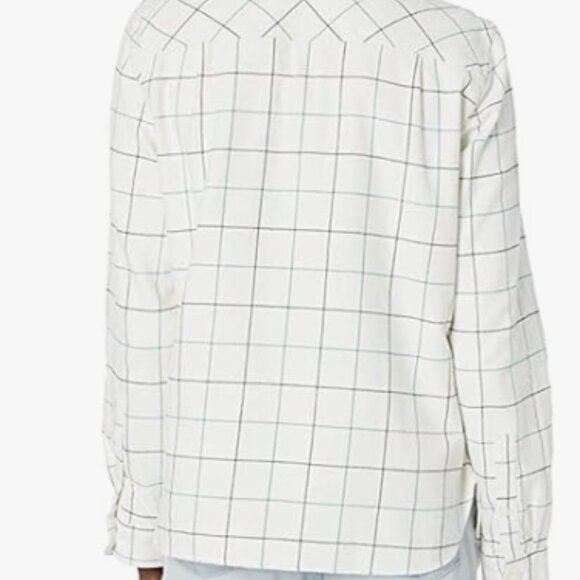 J. Crew size medium flannel zip up shirt White With Green Plaid - Picture 4 of 8
